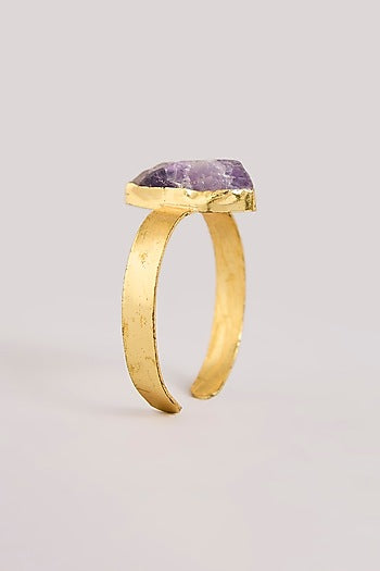 Gold Finish Purple Stone Ring