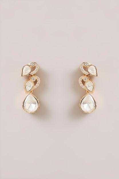 Gold Finish Marquise-Cut Crystal Necklace Set