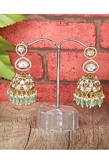 Gold Plated Kundan Polki Jhumka Earrings