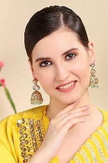 Gold Plated Kundan Polki Jhumka Earrings