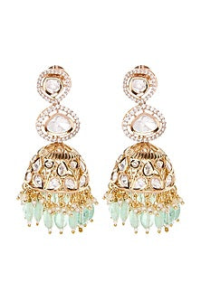 Gold Plated Kundan Polki Jhumka Earrings