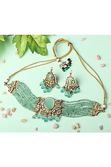 Gold Plated Kundan Polki Choker Necklace Set