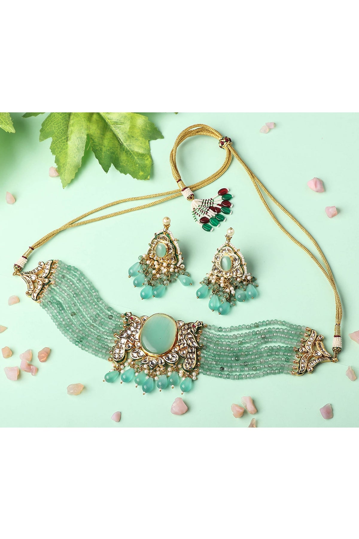 Gold Plated Kundan Polki Choker Necklace Set