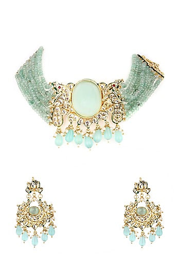 Gold Plated Kundan Polki Choker Necklace Set