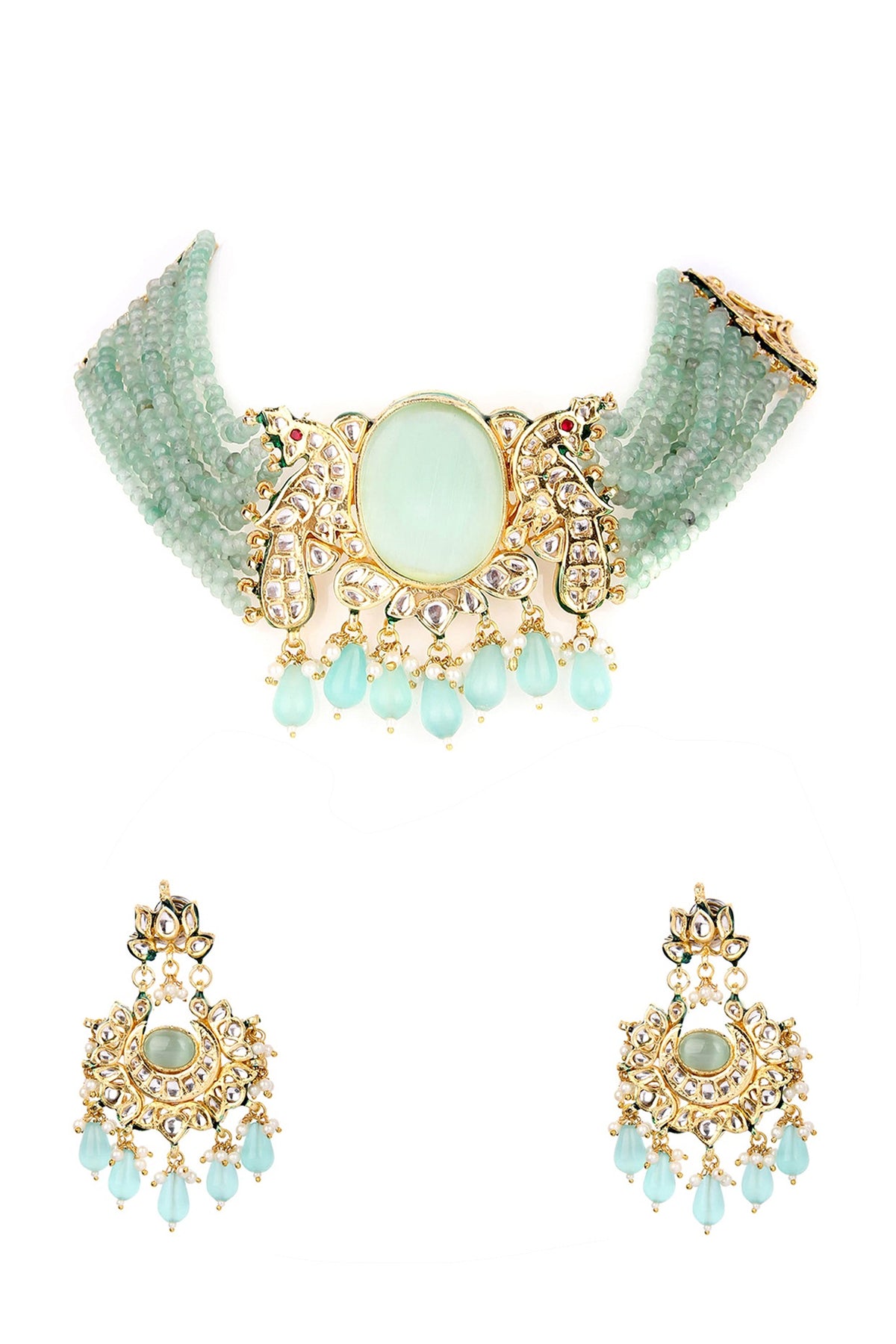 Gold Plated Kundan Polki Choker Necklace Set