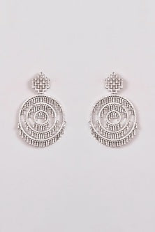 White Rhodium Finish Zircon Dangler Earrings