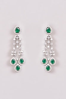 White Rhodium Finish Zircon Necklace Set