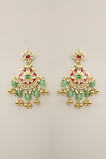 Gold Finish Kundan Polki & Pearl Necklace Set