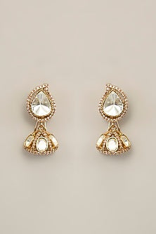 Two-Tone Finish Kundan Polki & Pearl Long Necklace Set
