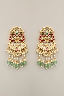 Gold Finish Multi-Colored Kundan Polki Necklace Set