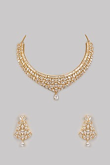 Rose Gold Finish American Diamond Beaded Necklace Set