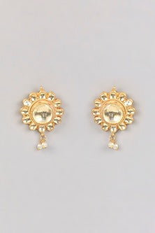 Gold Finish Floral Kundan Polki & Pearl Choker Necklace Set