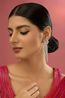 White Finish Zircon Dangler Earrings