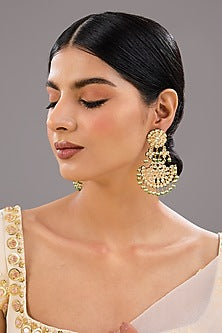 Gold Finish Zircon Dangler Earrings