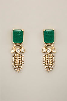 Gold Plated Kundan Polki & Green Stone Handcrafted Necklace Set