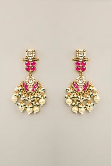 Gold Finish Multi-Colored Kundan Polki & Crystal Necklace Set