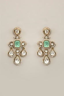 White Rhodium Finish Zircon & Blue Stone Necklace Set