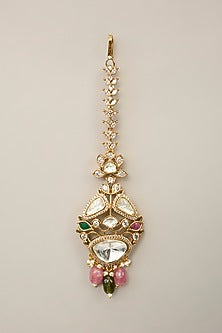 Gold Finish Zircon & Sapphire Stone Necklace Set