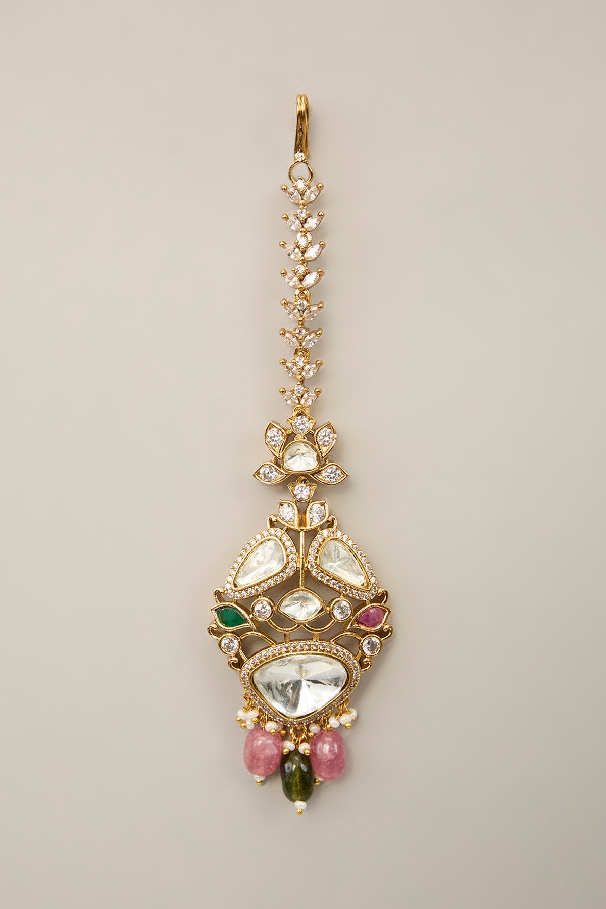 Gold Finish Zircon & Sapphire Stone Necklace Set