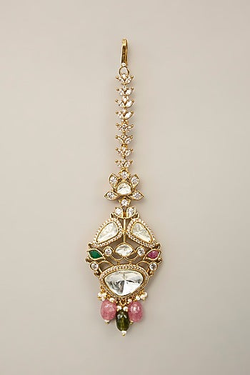 Gold Finish Zircon & Sapphire Stone Necklace Set