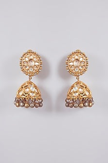 Gold Finish Kundan Polki Necklace Set