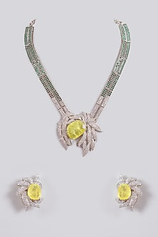 Gold Finish Kundan Polki & Pink Stone Necklace Set
