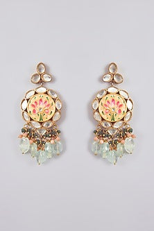 Gold Finish Kundan Polki & Mirror Stone Choker Necklace Set