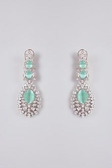 Silver Finish Crystal & Blue Stone Necklace Set