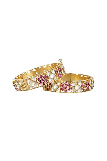 Gold Plated Kundan Bangles