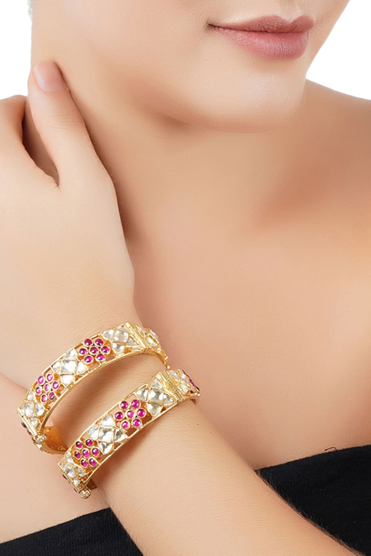 Gold Plated Kundan Bangles