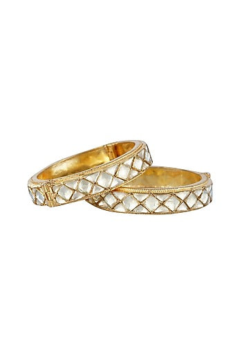Gold Plated Bangles With Kundan