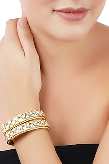 Gold Plated Bangles With Kundan