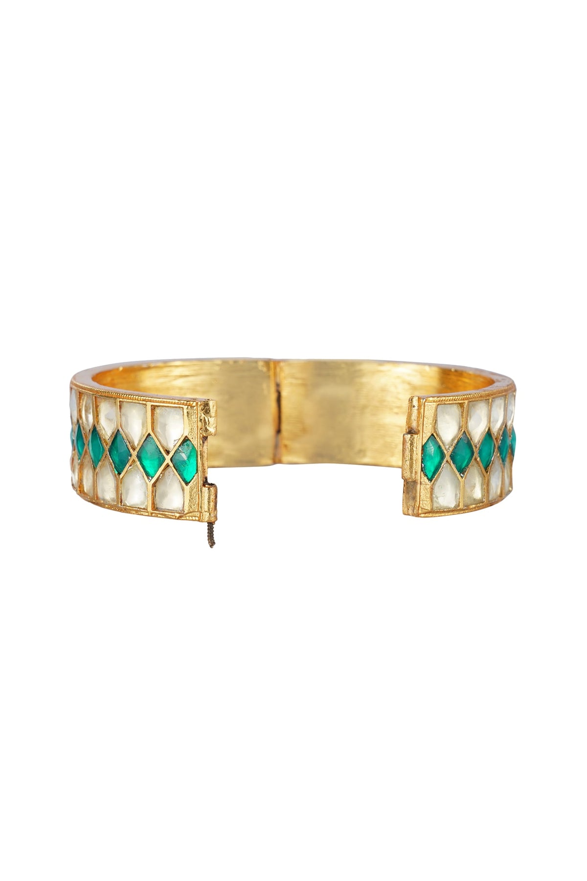 Gold Plated Green Onyx Bangles
