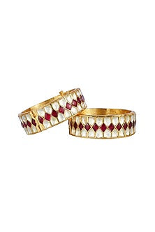 Gold Plated Red Onyx Bangles