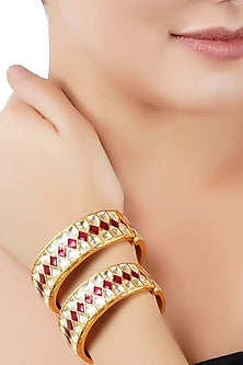 Gold Plated Red Onyx Bangles