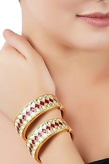 Gold Plated Red Onyx Bangles