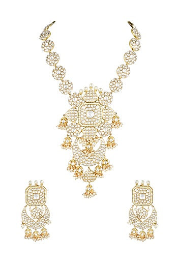 Gold Plated Kundan & Pearl Necklace Set