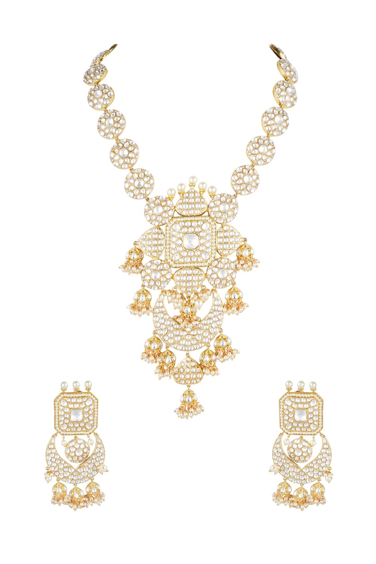 Gold Plated Kundan & Pearl Necklace Set