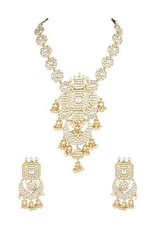 Gold Plated Kundan & Pearl Necklace Set