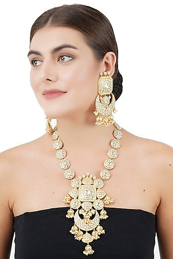 Gold Plated Kundan & Pearl Necklace Set