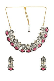 Gold Plated Pearl & Kundan Polki Necklace Set