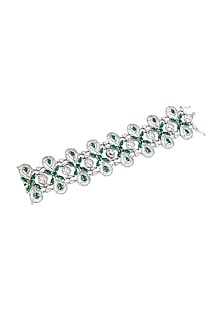 Silver Finish Green Diamond Bracelet