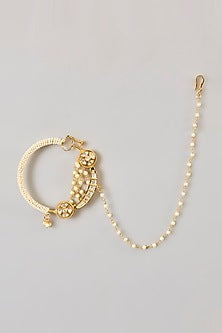 Gold Finish Pearl Chain Nath