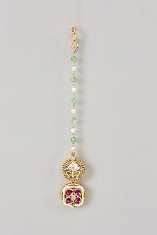 Gold Finish Kundan Polki & Multi-Colored Stone Choker Necklace Set