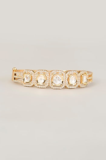 Rose Gold Finish Austrian Diamond & Beaded Bangle