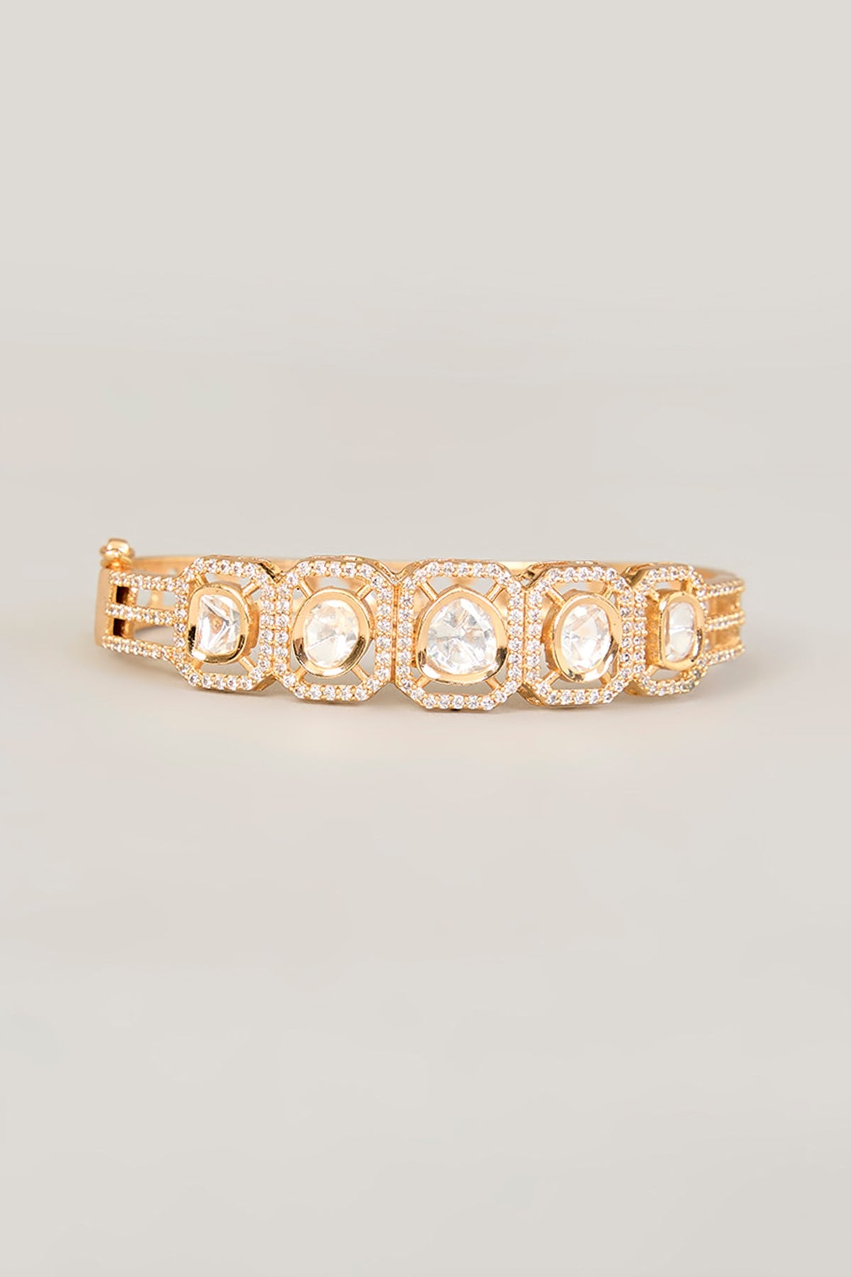 Rose Gold Finish Austrian Diamond & Beaded Bangle