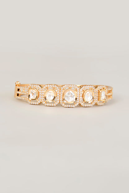 Rose Gold Finish Austrian Diamond & Beaded Bangle