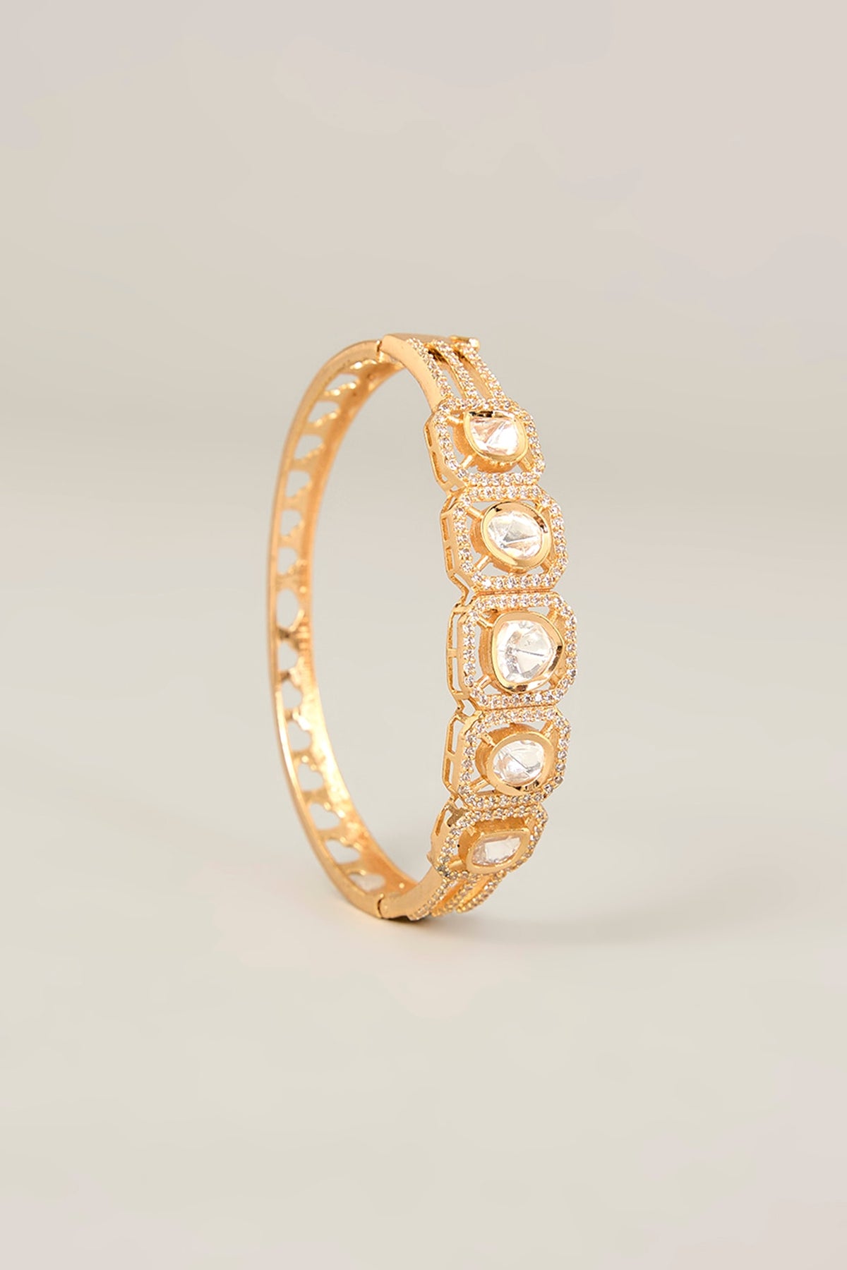 Rose Gold Finish Austrian Diamond & Beaded Bangle