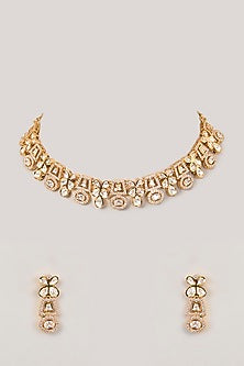 Two-Tone Finish Pink Zircon Necklace Set