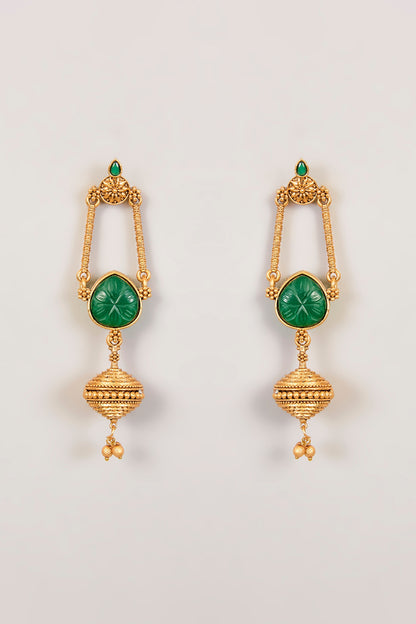 Gold Finish Multi-Colored Beaded Hoop Earrings